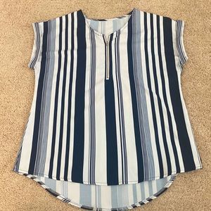 ZKESS Women’s Casual Sleeveless Cuffed Pleated ZipUp Chiffon Blouse Shirts